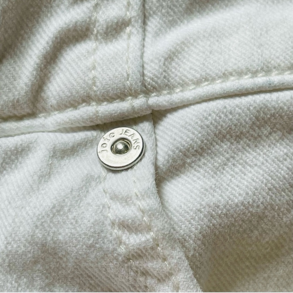Joie Ultra High Waist Straight Leg Cropped Denim Jeans Button Fly White Size 32 - Picture 12 of 14